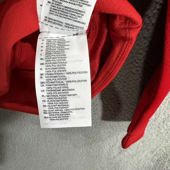 Adidas Sweatshirt Men Small Red Fleece Pullover Hoodie Pockets Outdoors Gorpcore - Picture 7 of 9